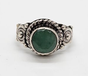 Bali, Emerald Ring In Sterling Silver