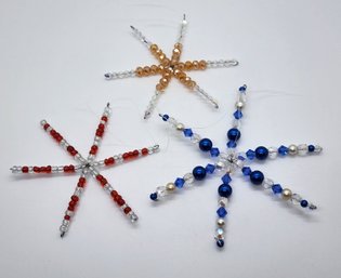 3 Handmade Crystal & Beaded Ornaments