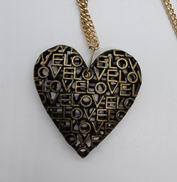 42' Gold Tone Chain With Large Heart Pendant