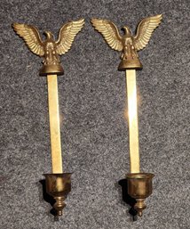 Pair Of Vintage Brass Eagle Wall Sconces