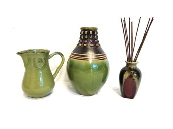 MCM Ceramic Vase, Pitcher And Reed Diffuser Decorative Home Accessories