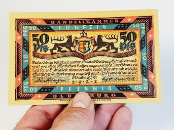 1920s Notgeld 50 Bank Note German German For 'emergency Money'