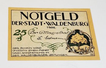 1920s Notgeld 25 Bank Note German German For 'emergency Money'