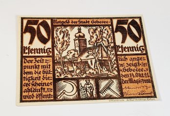 1920s Notgeld 50 Bank Note German German For 'Emergency Money'