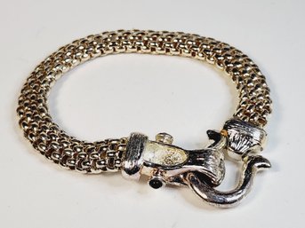 Thick Silver Tone Mesh Snake Bracelet W/ Clasp