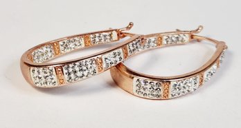 Beautiful Copper Sparkling Hanging Hoop Earrings