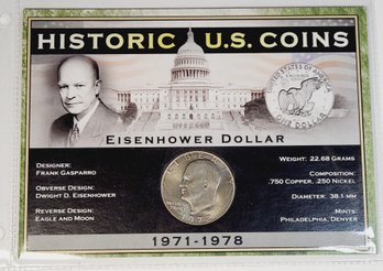 1972 Eisenhower Dollar With History And Info Card