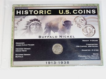 1927 Buffalo Nickel With History And Info Card