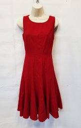 Women's Gorgeous Calvin Klein Red A-Line Dress With Pleated Flare Size 4