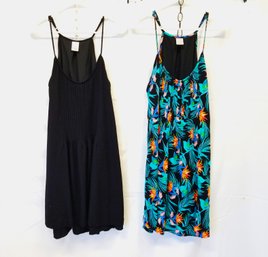 Women's Time And Tru Black And Tropical Print Sundresses Size Large