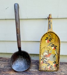 Folk Art Scooper Signed, Artist, Sean Dewey With Primitive Spoon