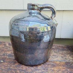 Antique Brown With Irridescent Blue Hue Salt Glaze Stoneware Jug