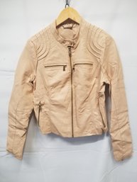 Women's JouJou Tan Faux Leather Jacket - Size Large