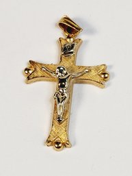2 Tone 14k Yellow Gold Crucifix  / Cross Pendant