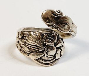 Vintage Sterling Silver Flower Design Spoon Ring