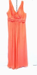 Formal Dove And Dahlia Coral Kiss Chiffon V-neck Floor Lengthdress Size 18