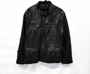 Sally And John Black Leather Jacket With Detachable Lining Size 3XL