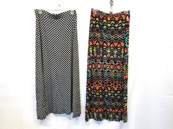 Women's Vintage Maxi Geometric Pattern Skirts By Per Se And Rainbow Size Med