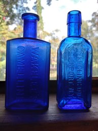 Pair Of Antique Cobalt Meds