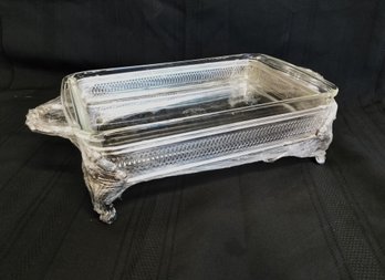 Vintage Silver-Plated Casserole Serving Dish With Pyrex Glass Insert