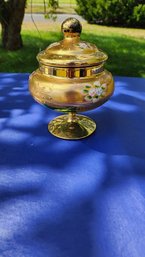 Hand Painted Bohemian Czech Lidded Compote