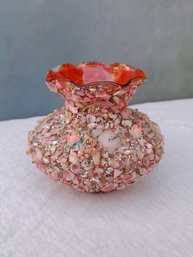 Shell Covered Glass Bud Vase- Florida