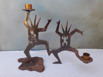 Metal Sculpted Art Candle Holders