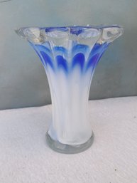 Blue And White Glass Vase