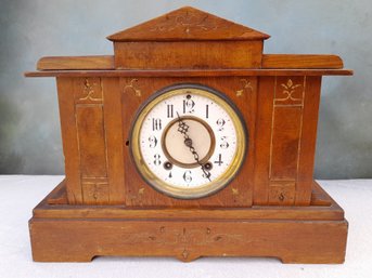 Etched Wood Mantle Clock