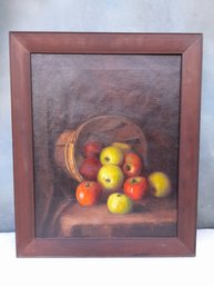 Textured Painting On Canvas  Of Apple Still Life