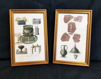 Pair Of Antique Framed Prints 'equipment Of The Ancient Hebrews'