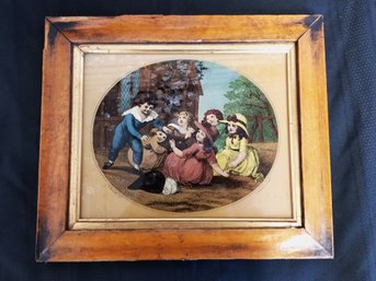 RARE Antique 1800s 'children Playing'  Genuine Framed English Glass Painting,  London England