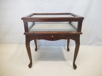 Vintage Queen Anne Style Glass Top Display Case Table