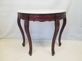 Vintage Mahogany & Marble Half Moon Console Table