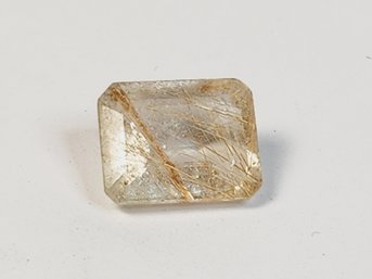 4.25 Carat---- 12x10mm Emarald Cut Rutilated Quartz Loose Gemstone