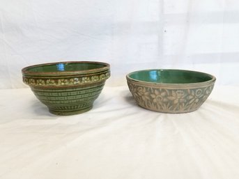 Vintage Crown #7 Ceramic Bowl And Brushware Pottery Bowl With Daffodils