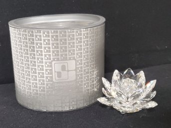 SWAROVSKI Crystal Water Lily Candle Holder ~Retired~ 7600 NR 123 ~ 4' Wide With Box
