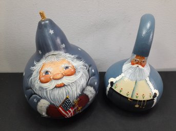 Santa Painted Gourds Christmas Lot #24