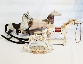 Set Of Various Size Collectable Wood/metal Horse Figurines