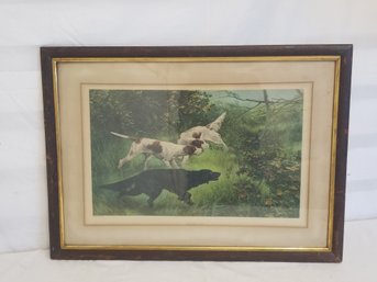 Vintage Framed 'steady' Hunting Dogs Print By Thomas Blinks