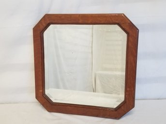 Vintage Oak Beveled Wall Mirror