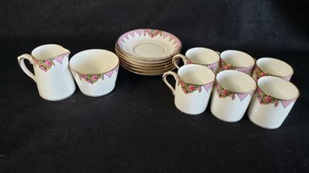 PARAGON ANTIQUE ART DECO DEMITASSE CUP AND SAUCER SET (8 PIECES)