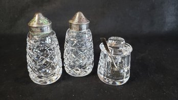 CRYSTAL SALT, PEPPER AND SALT CELLAR