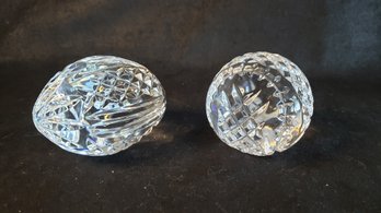 WATERFORD CRYSTAL FOOTBALL AND BASEBALL PAPERWEIGHTS