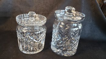 WATERFORD CRYSTAL 2 LARGE CANDY JARS WITH LIDS