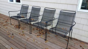 4 Vintage Wrought Iron Chairs With Pads