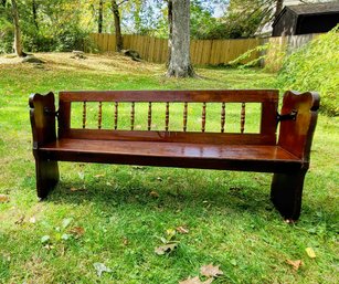 Outstanding Handmade Antique Deacons Bench With Wrought Iron Hinges And A Reversible Flip Back