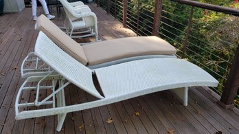 Chaise Lounges (2) Weatherproof Wicker With Pads