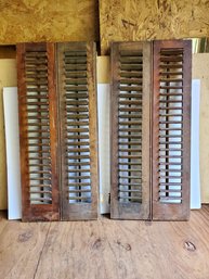 Pair Of Vintage Wood Louvred Window Shuters