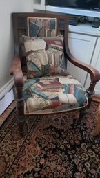 VINTAGE LIBRARY CHAIR IN OAK WITH DECORATIVE CARVINGS